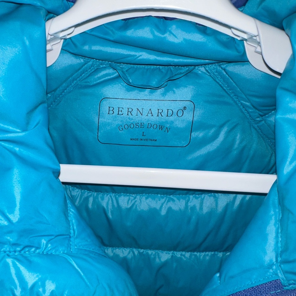 Bernardo Goose Down Puffer Vest Large Aqua & Royal Blue Lightweight Warm Zip Up - Picture 3 of 7